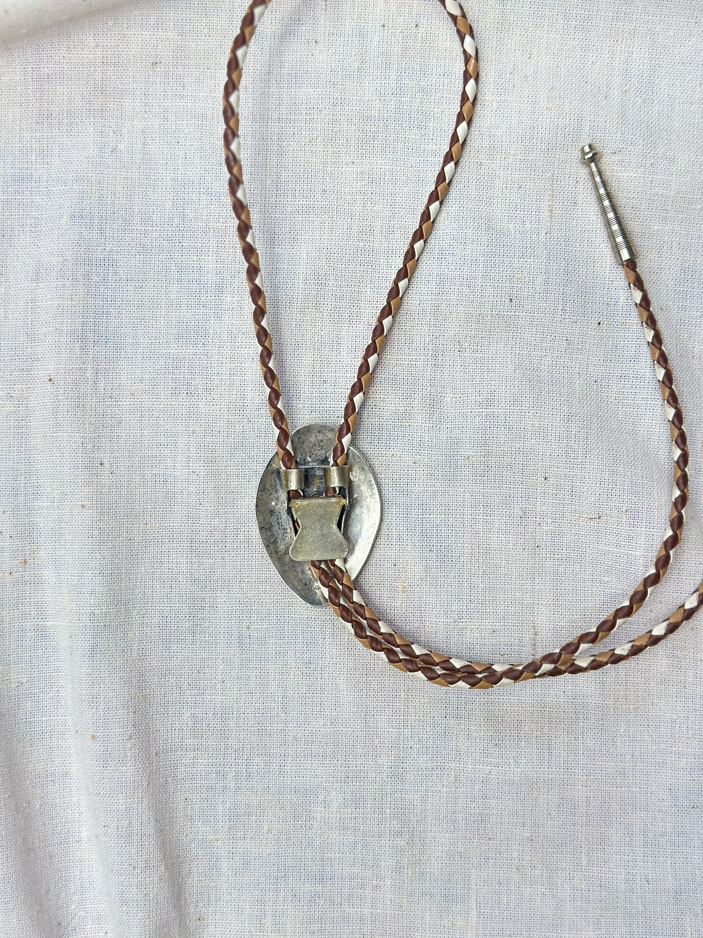 1970s Sterling and Agate Bolo Tie