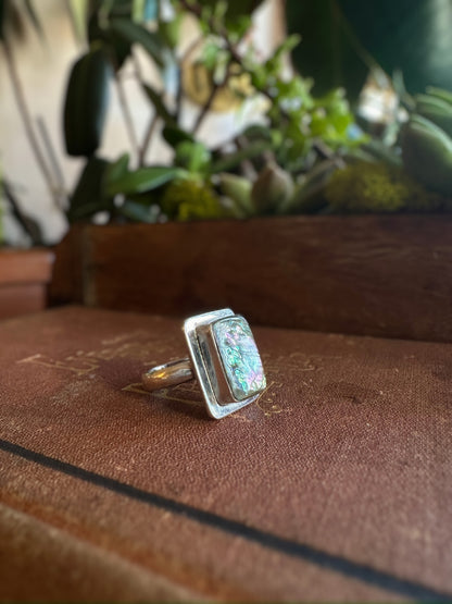Mexican Abalone Framed Ring (Size 6)