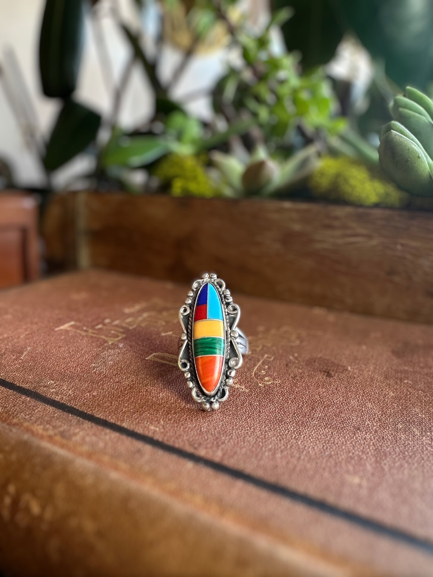 Navajo Multi-stone Inlay Statement Ring (Size 4.75)