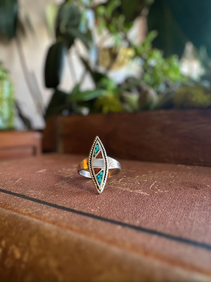 Navajo Crushed Stone Marquise Ring (Size 8.5)