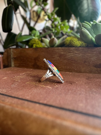 Navajo Multi-stone Inlay Statement Ring (Size 4.75)