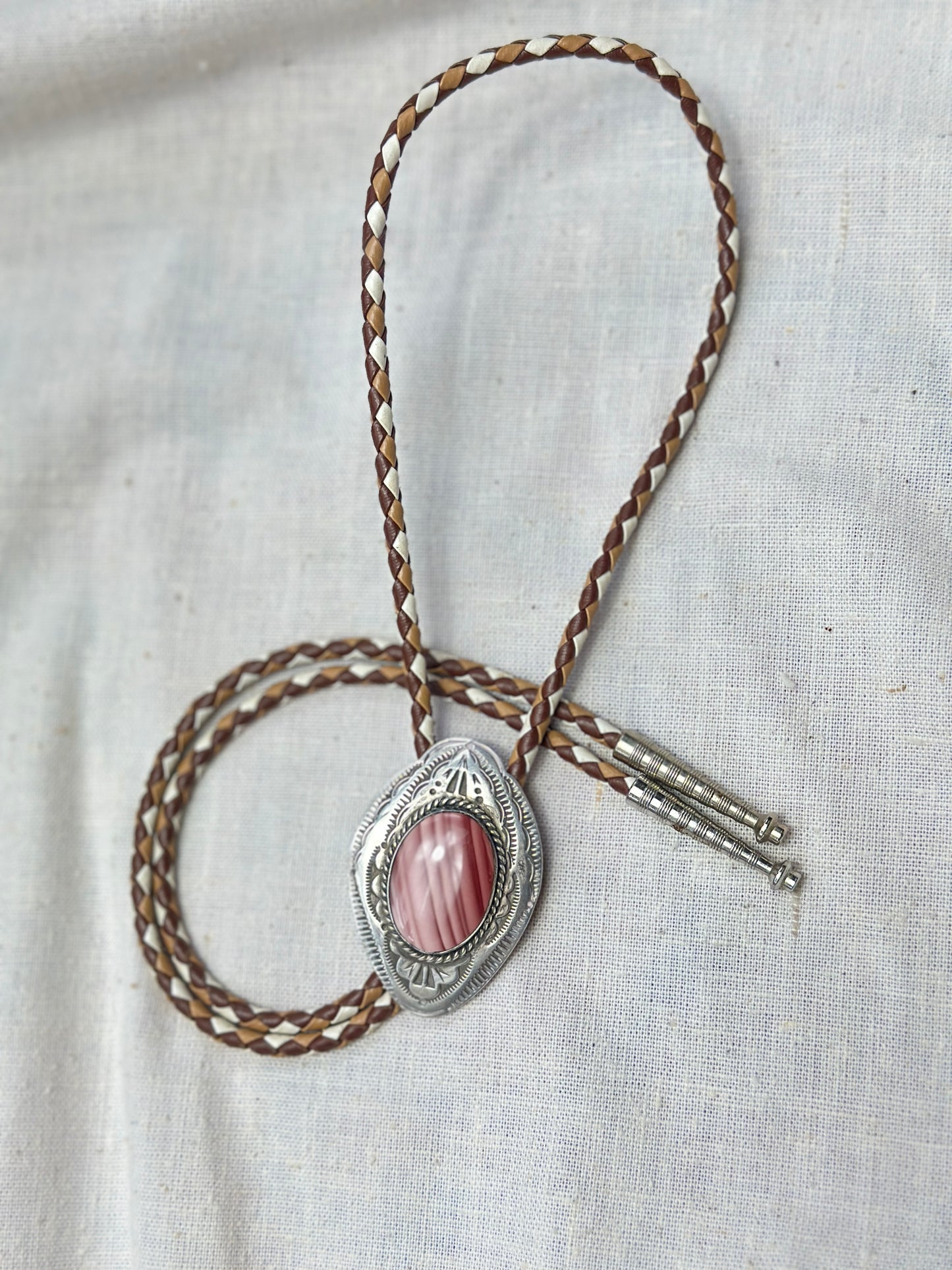 1970s Sterling and Agate Bolo Tie