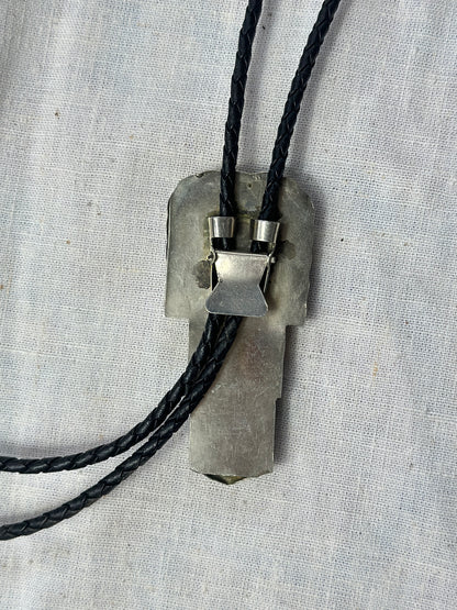 1970s/80s Buckle Bolo Tie with Turquoise Accents