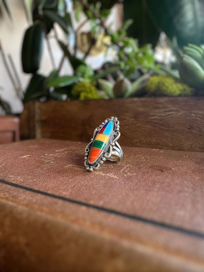 Navajo Multi-stone Inlay Statement Ring (Size 4.75)