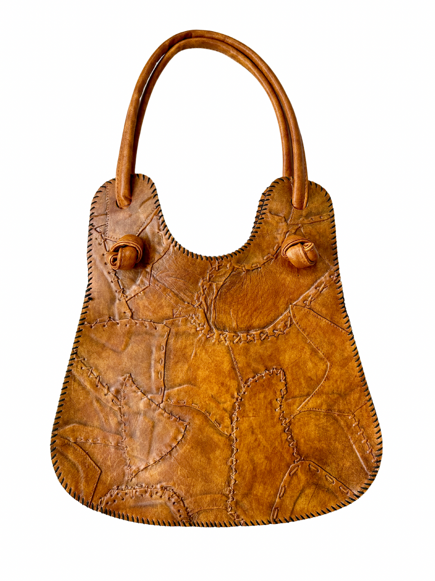 1970s Tooled Leather Patchwork Saddlebag