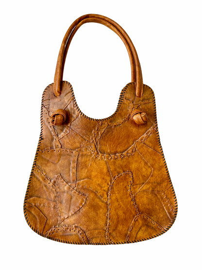 1970s Tooled Leather Patchwork Saddlebag