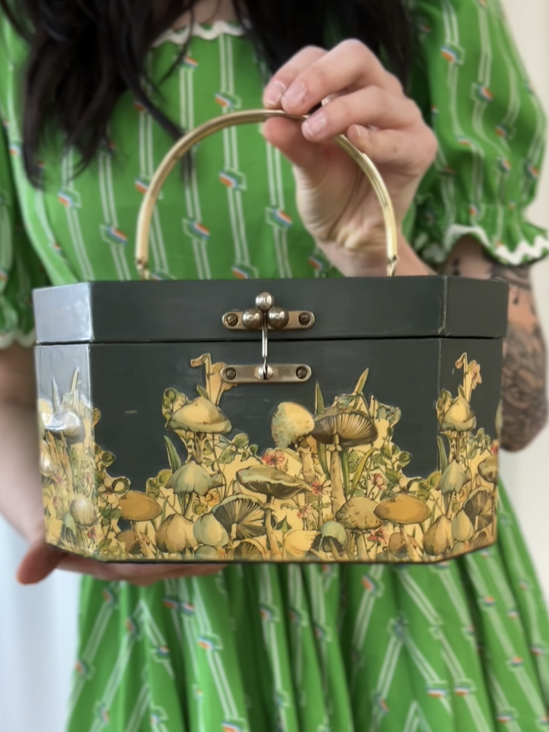 1950s-1960s Mushroom Decoupage Annie Laurie Purse