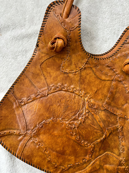 1970s Tooled Leather Patchwork Saddlebag
