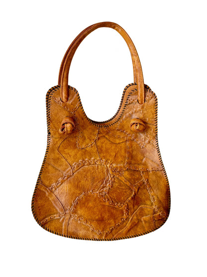 1970s Tooled Leather Patchwork Saddlebag