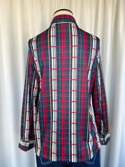 70s Donnkenny Plaid Poly Button Up